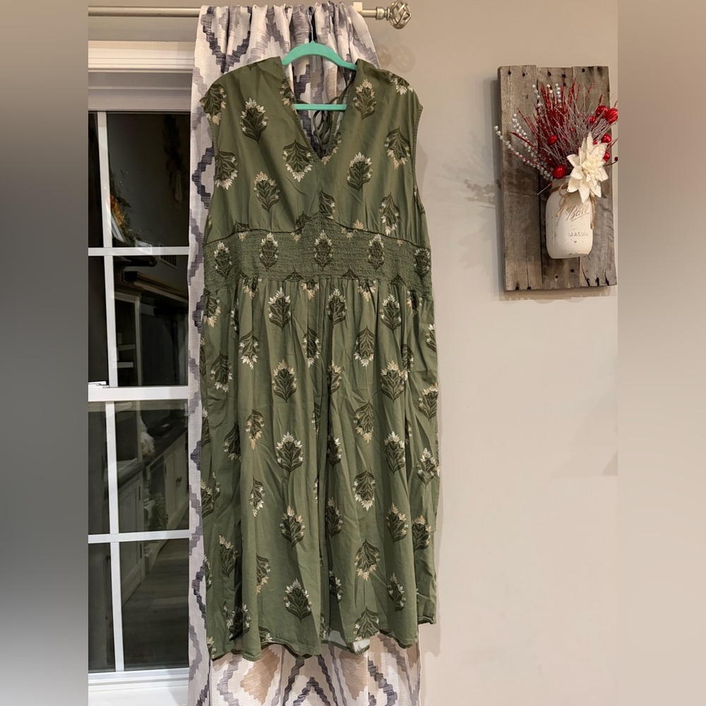 Old Navy Olive Floral Maxi Dress